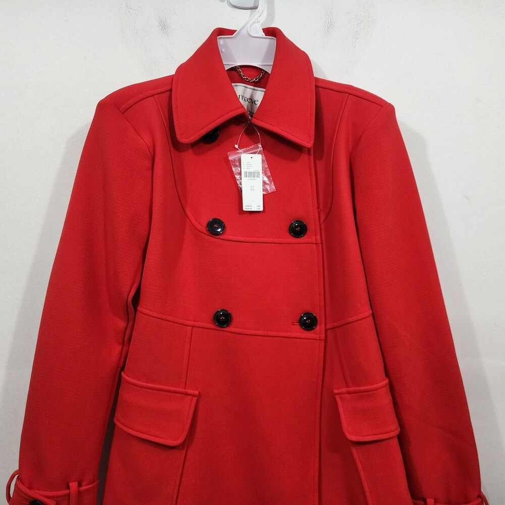Anthropologie Maeve Fit & Flare Trench Pea Coat Double-breasted Button-Front XS - Picture 5 of 16